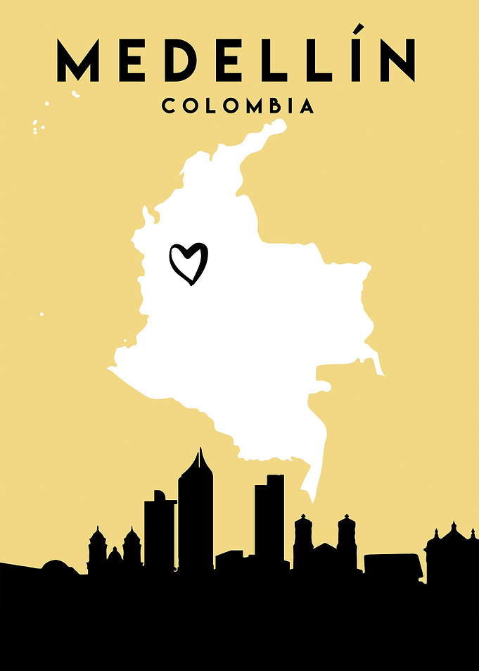 Medellin Map Skyline