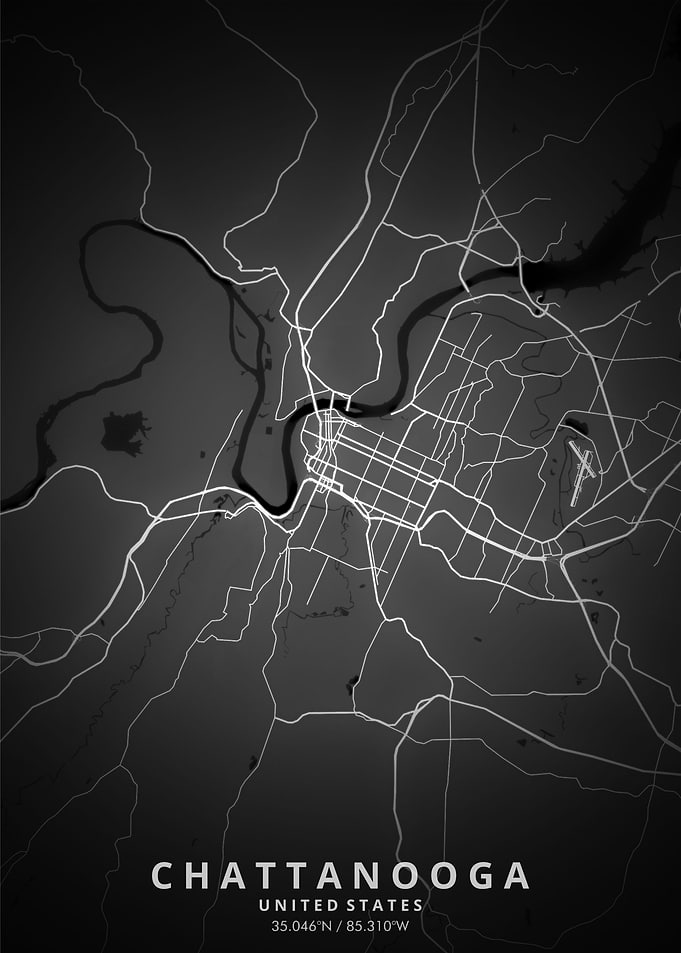 Chattanooga Map Posters