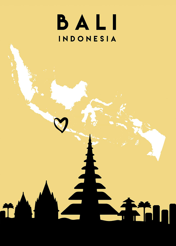 Bali Map Skyline Indonesia