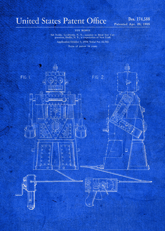 Toy Robot Patent Blueprint