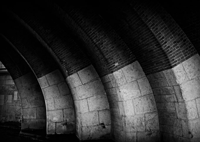 Alone in rail tunnel