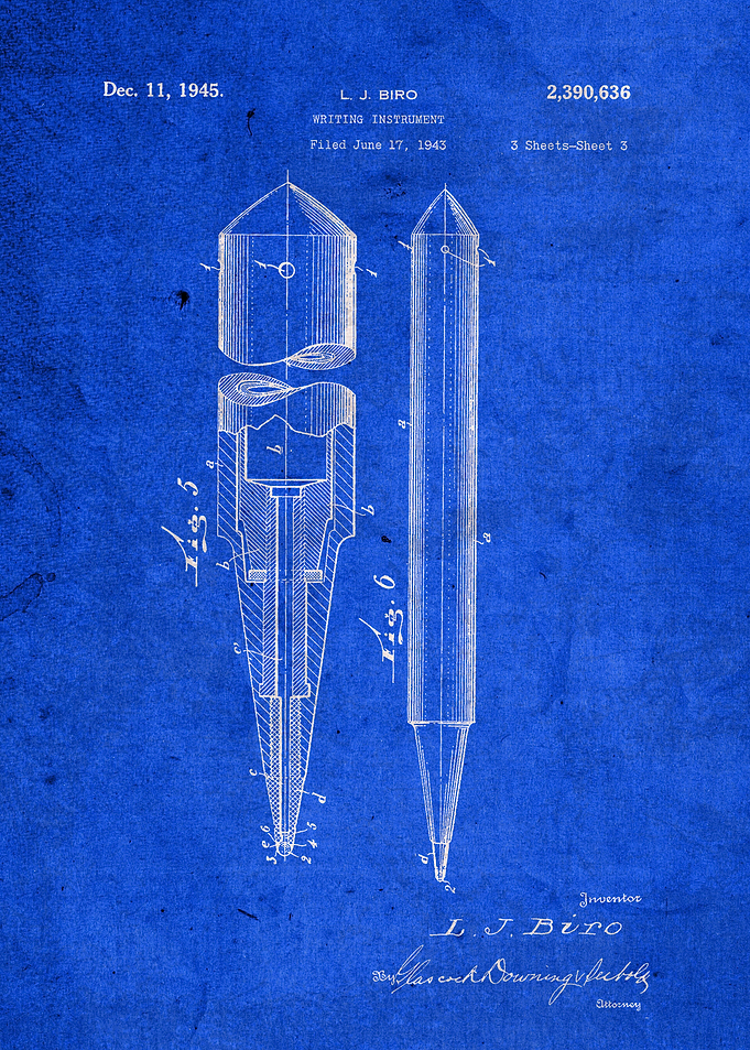 Writing Pen Vintage Patent
