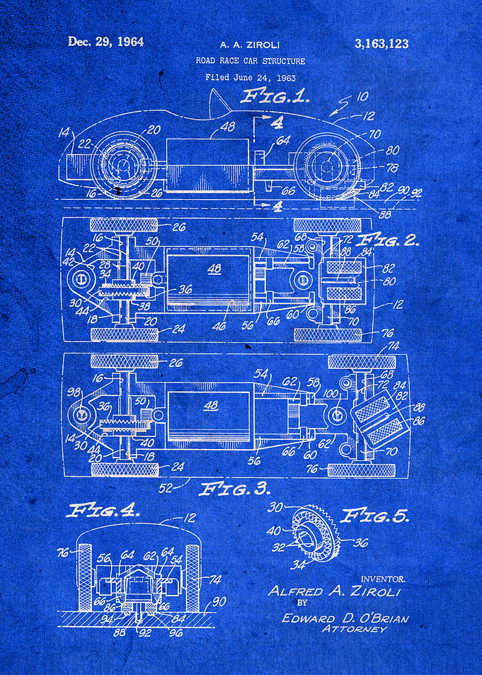 Road Race Car Patent Art
