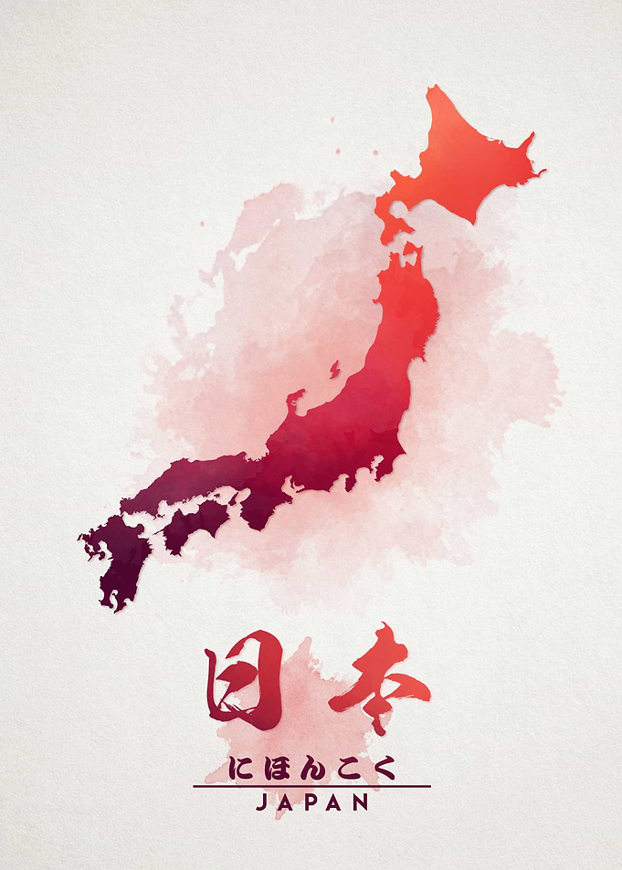 Japan Watercolor Map