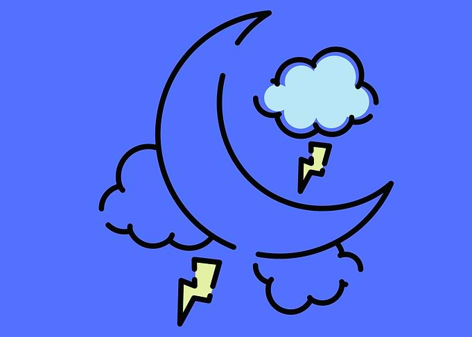 cute moon with cloud