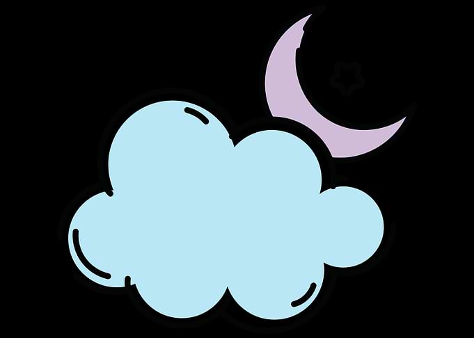 cute moon with cloud