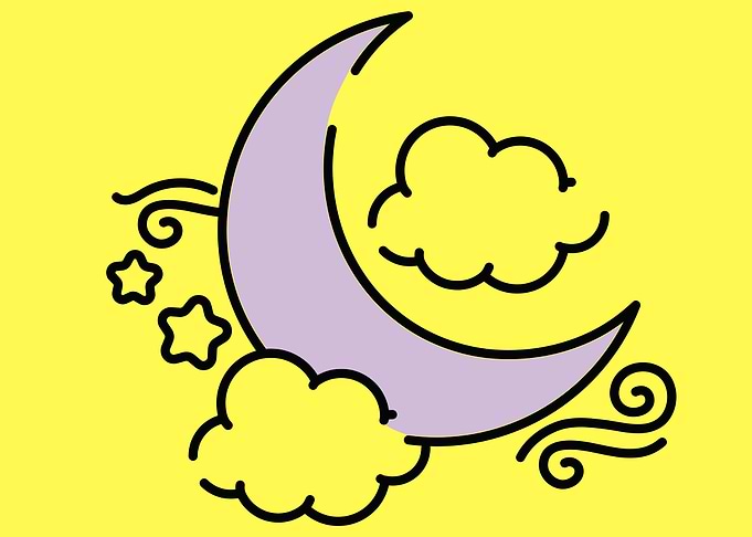 cute moon with cloud