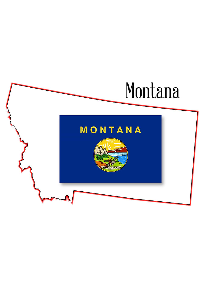 Montana State Map and Flag