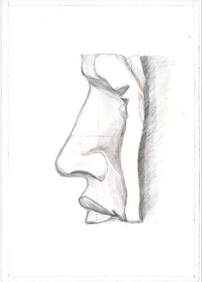 Gypsum face drawing profil