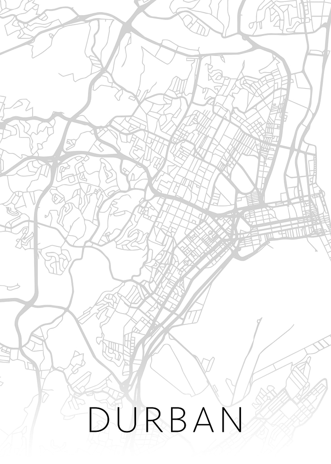 Durban South Africa BW Map