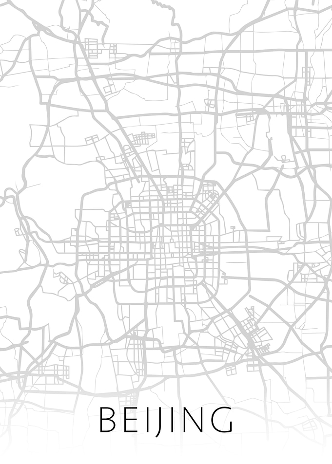 Beijing Black White Map