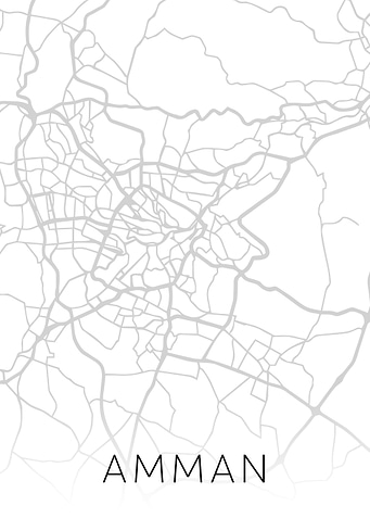 Amman Jordan BW Map