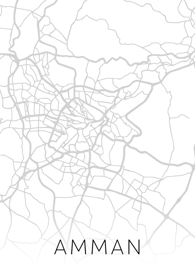 Amman Jordan BW Map