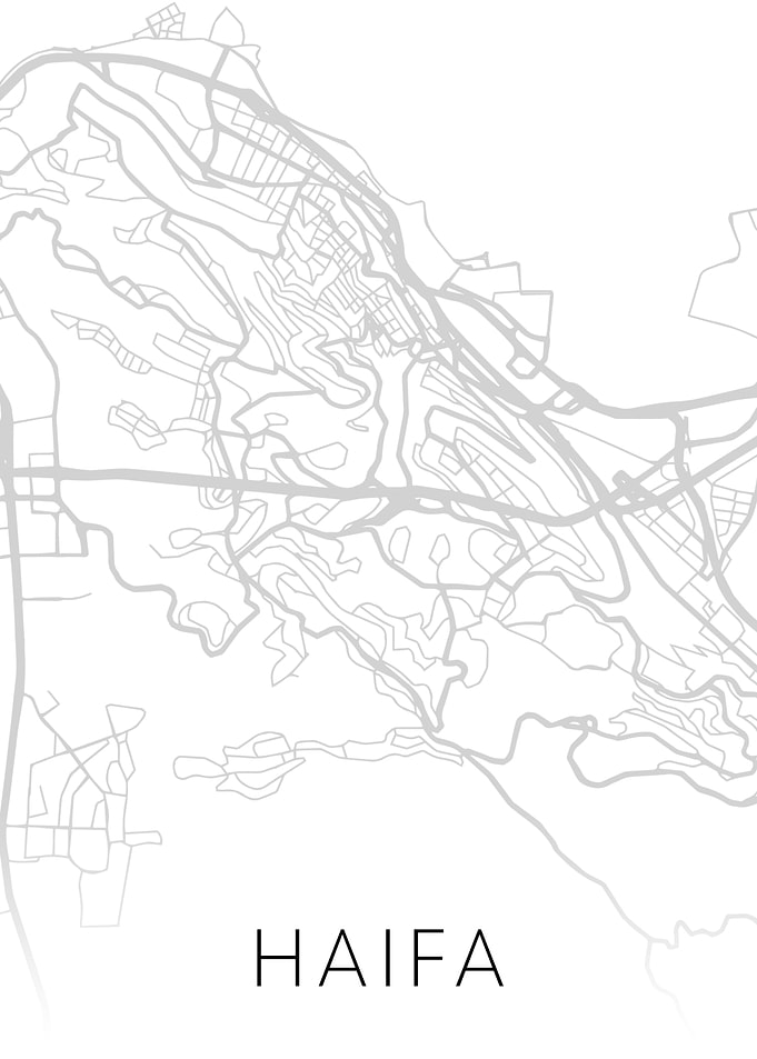 Haifa Israel City BW Map