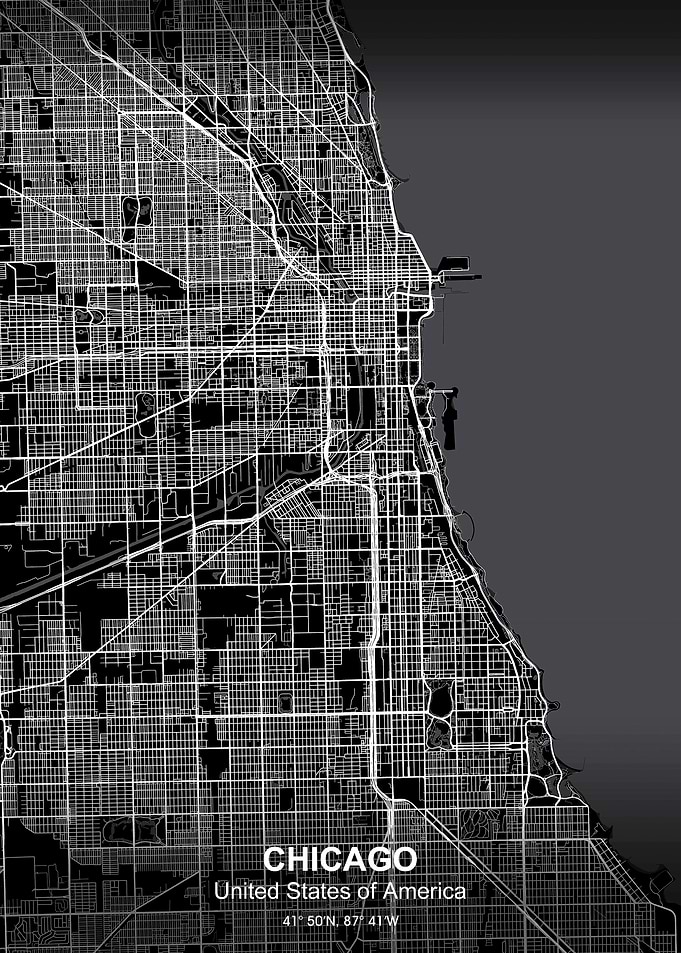 chicago city map black
