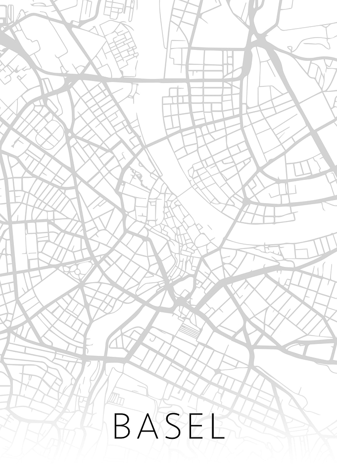 Basel Switzerland BW Map