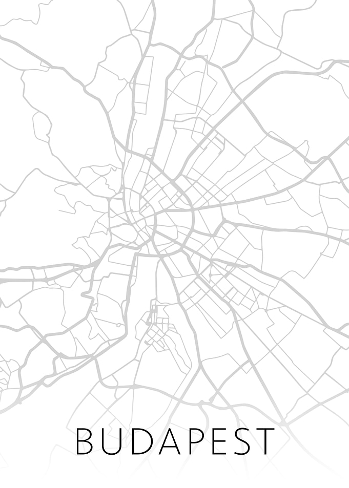 Budapest Black White Map