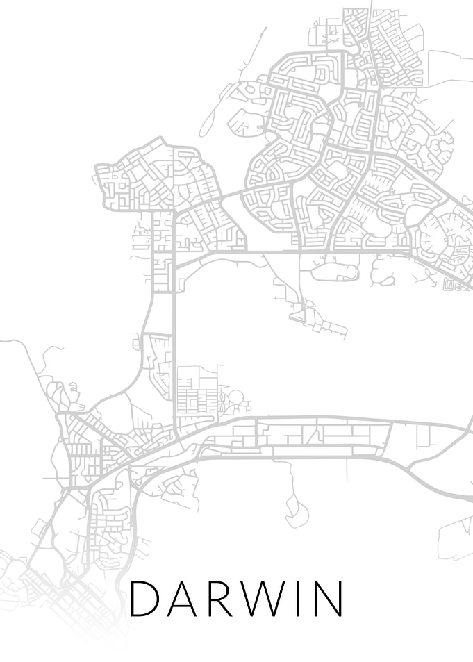Darwin Australia BW Map