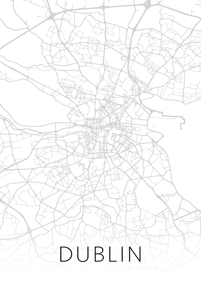 Dublin Ireland BW Map Art