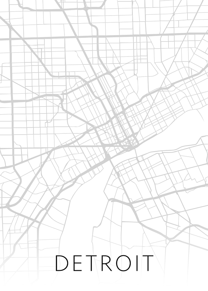 Detroit Michigan BW Map
