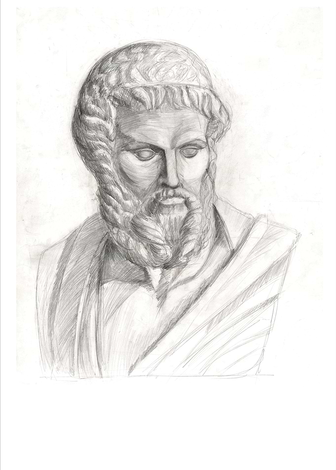 Sculpture head drawing