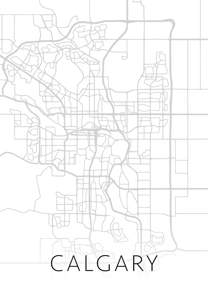 Calgary Alberta BW Map Art