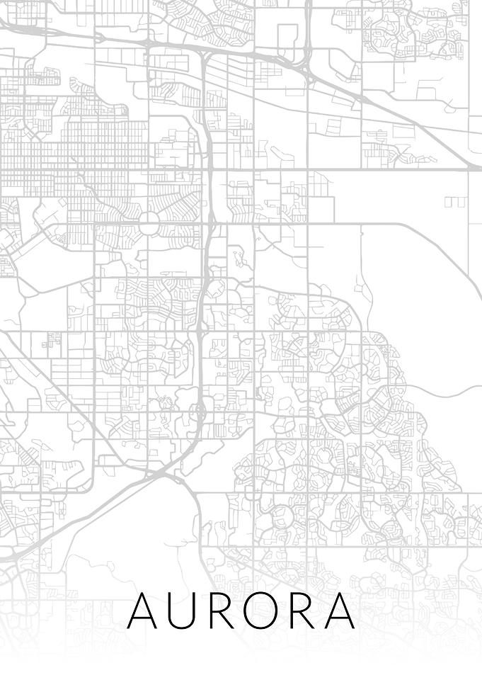 Aurora BW City Map Art
