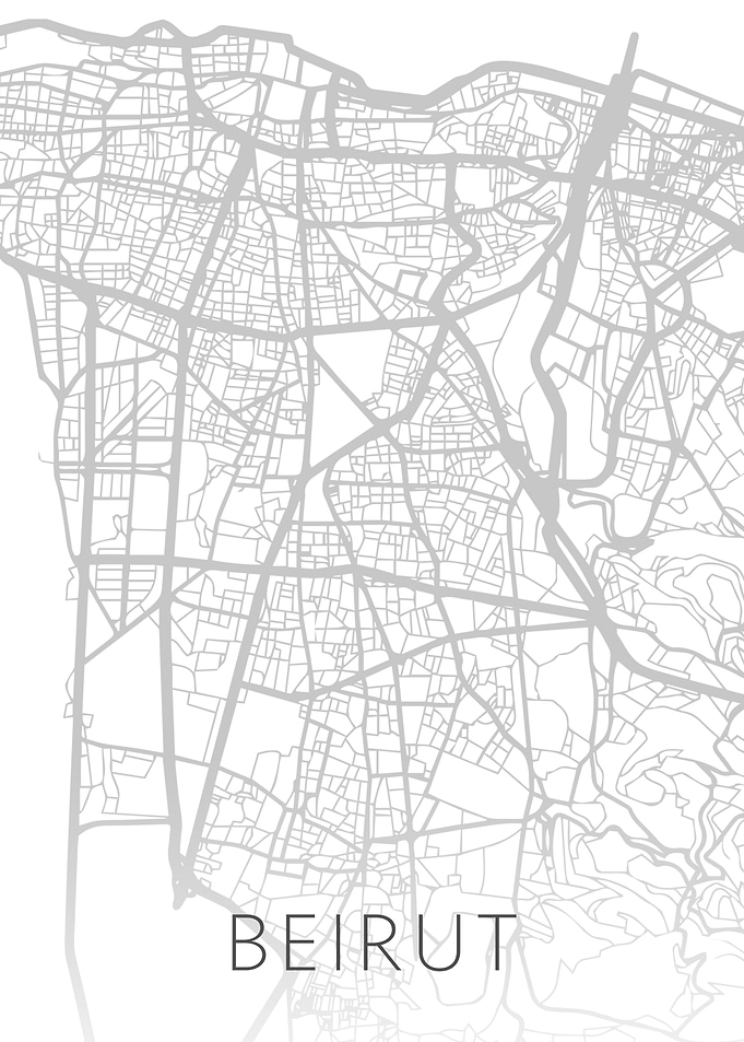 Beirut Lebanon BW Map Art