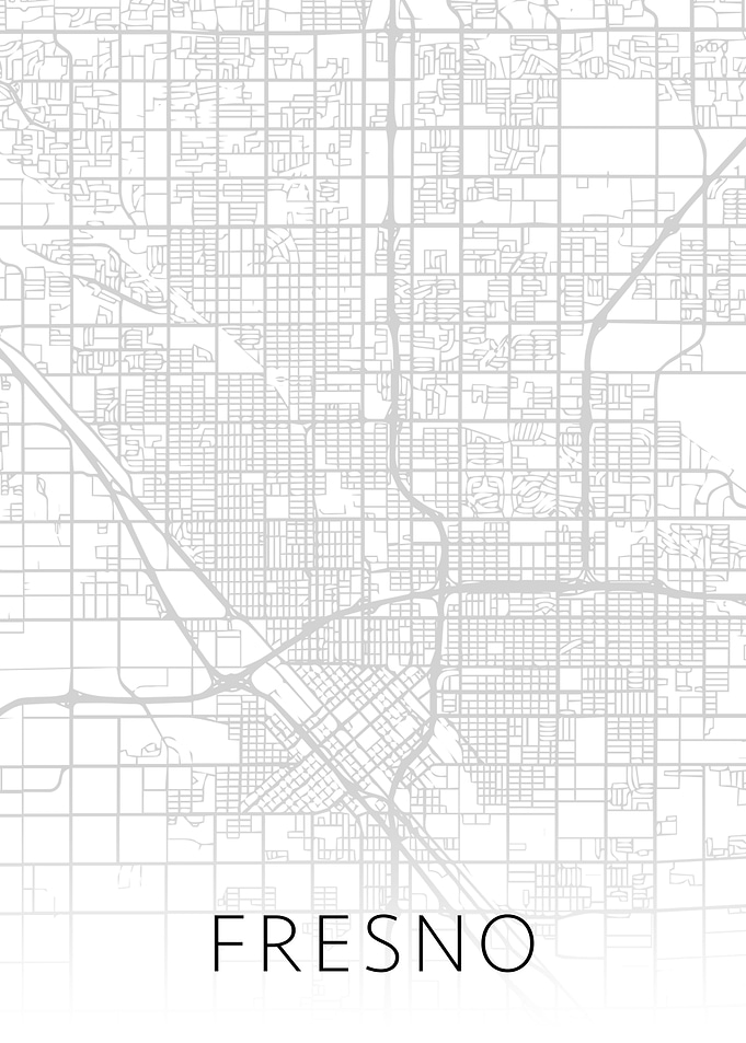 Fresno California BW Map