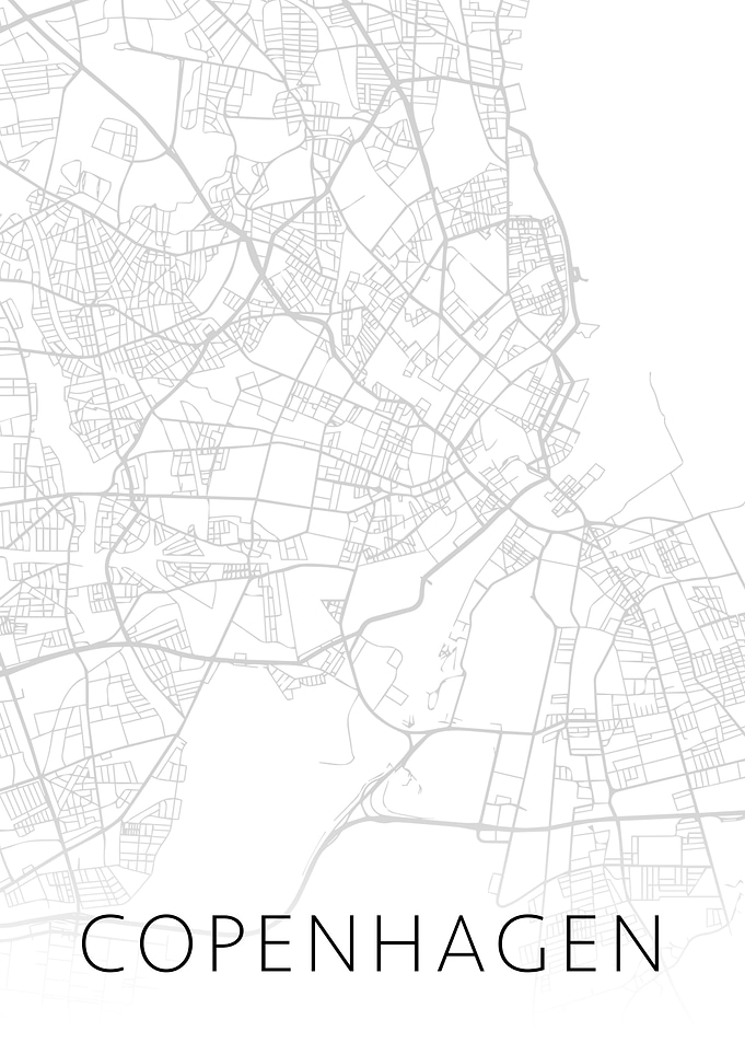 Copenhagen Denmark BW Map