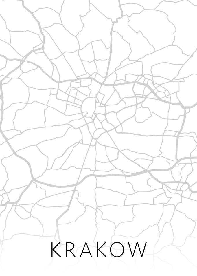 Krakow Poland City BW Map