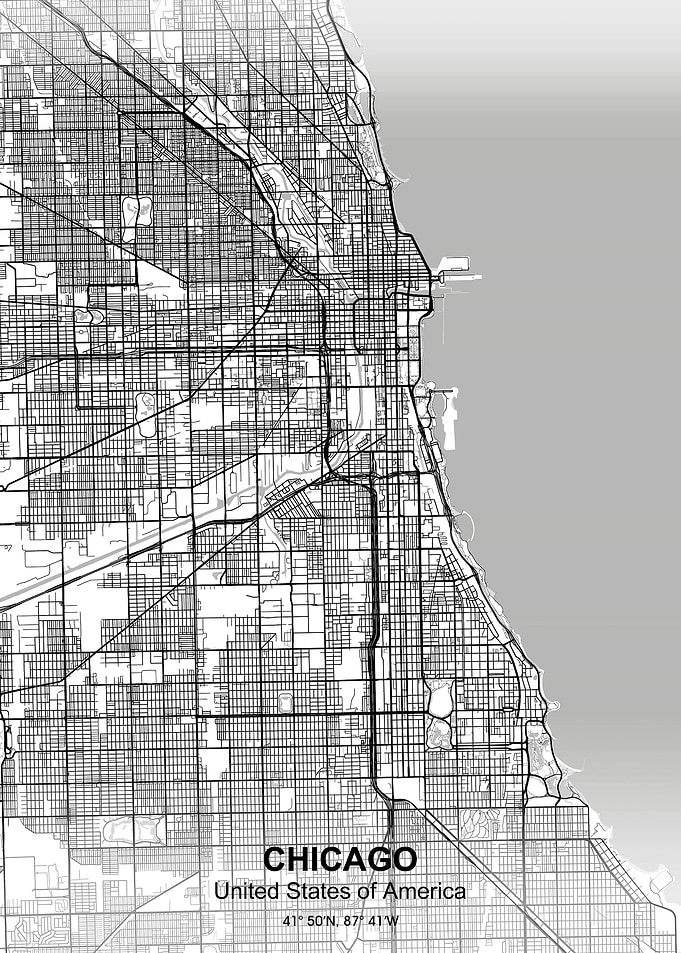 chicago city map white