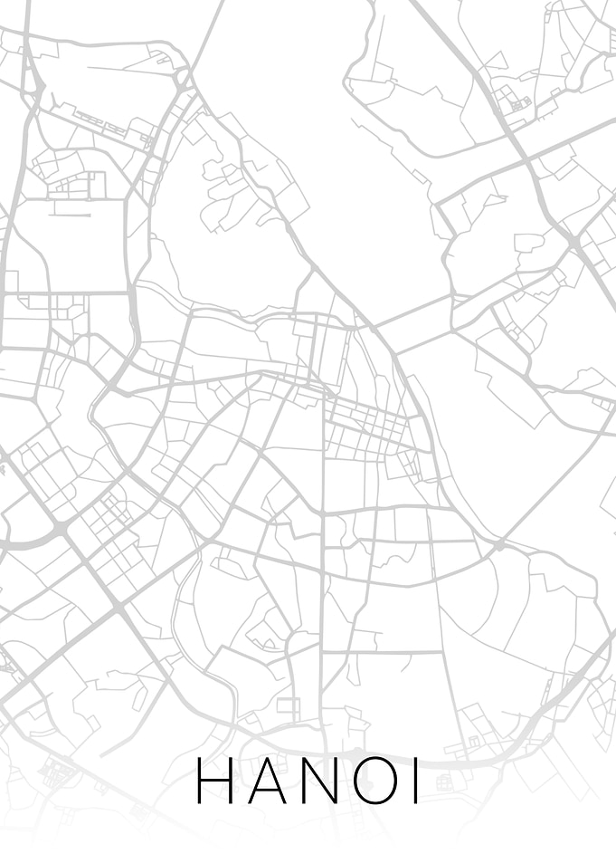 Hanoi Vietnam BW Map Art