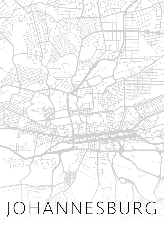Johannesburg BW Map Art