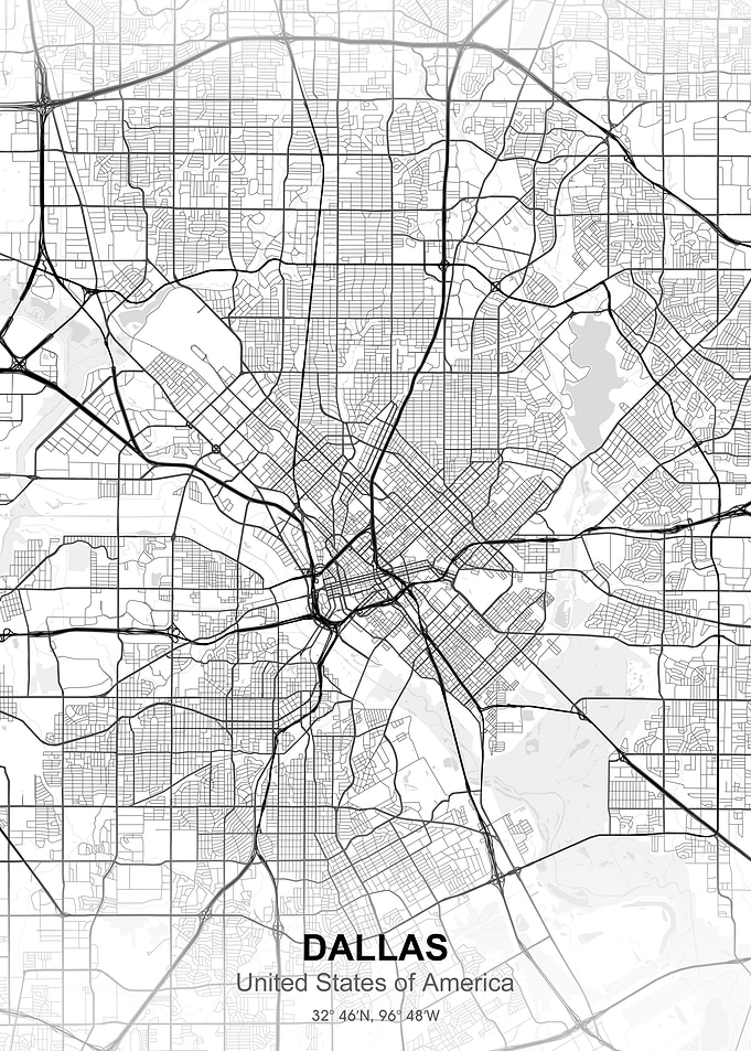 dallas city map white