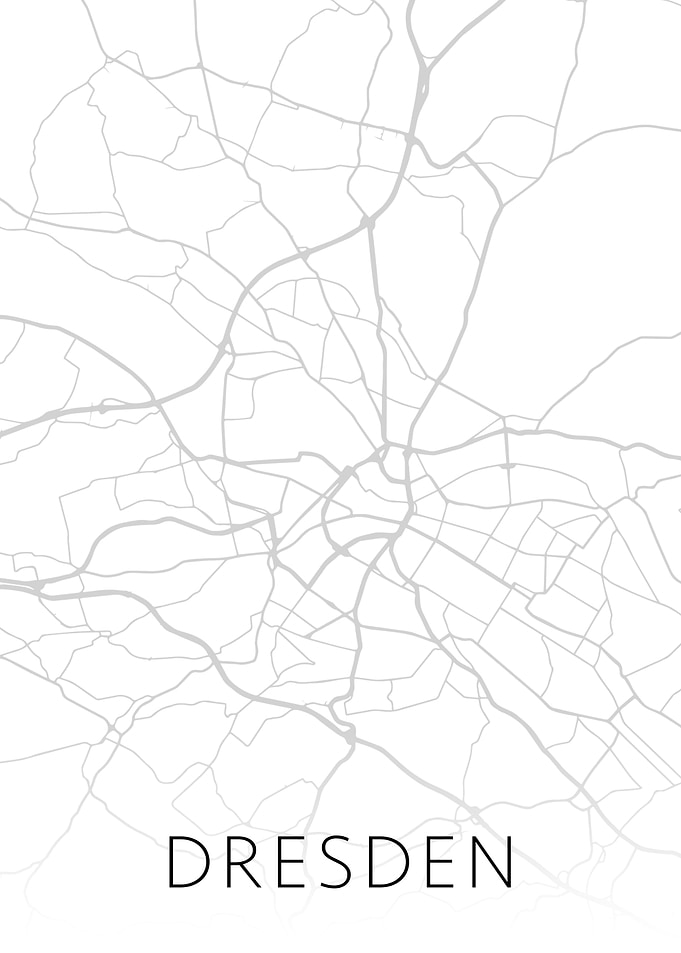 Dresden Germany BW Map Art