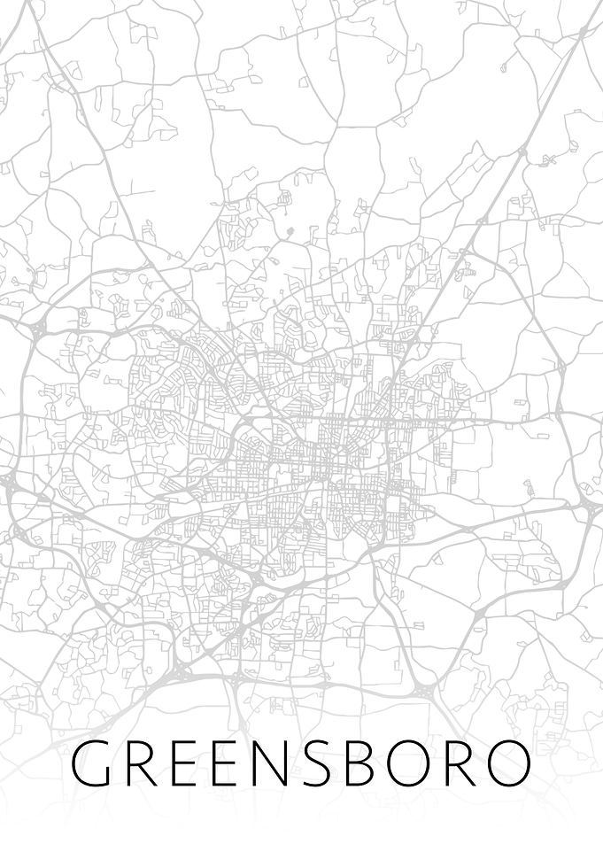 Greensboro NC City BW Map