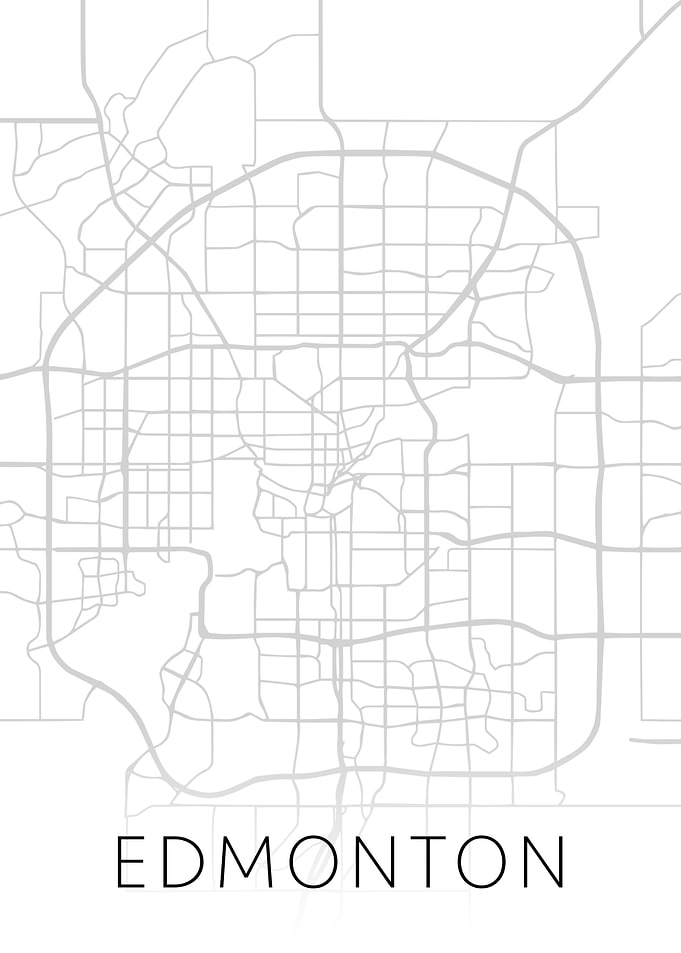 Edmonton Canada BW Map Art