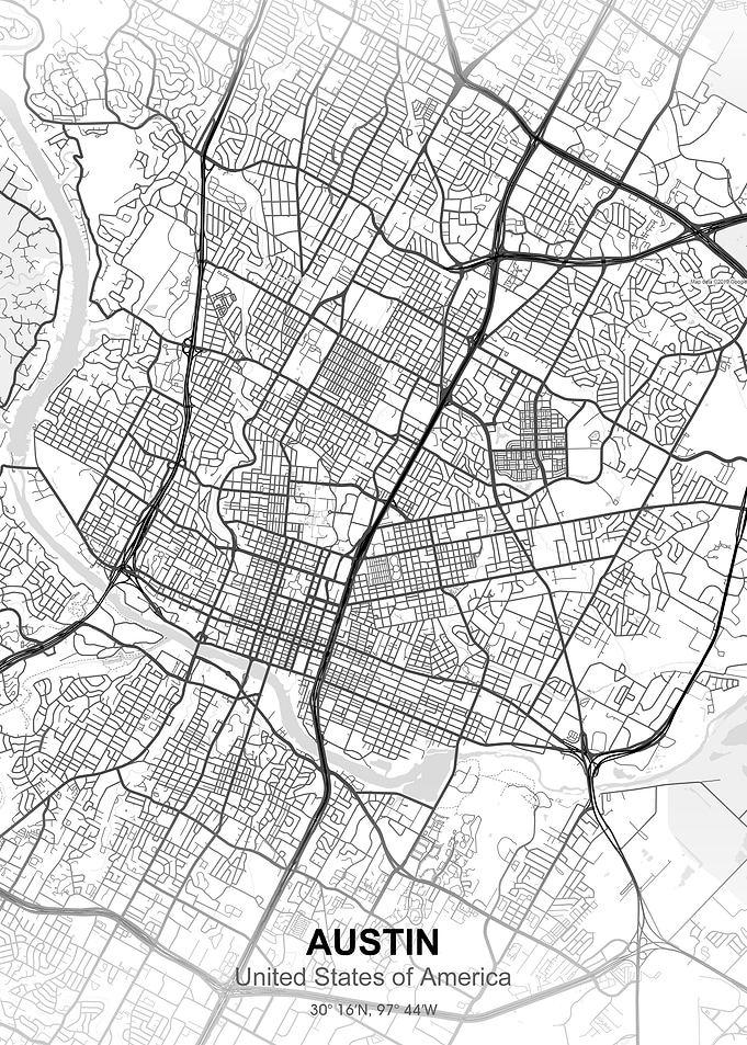 austin city map white