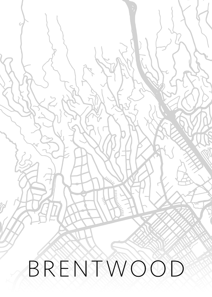Brentwood Calif BW Map
