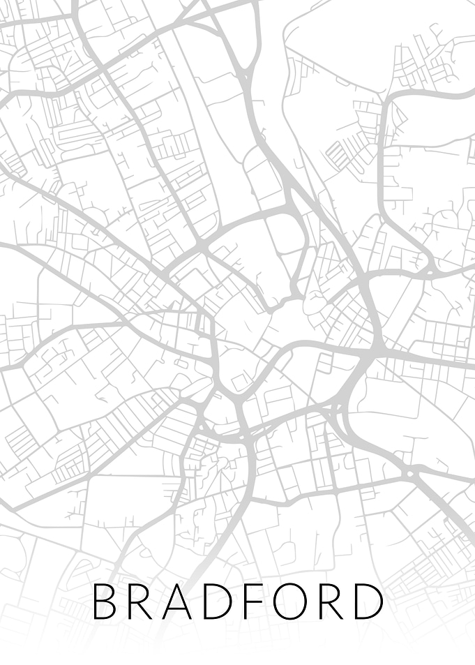 Bradford England BW Map