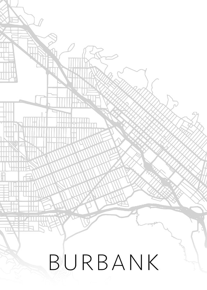 Burbank California BW Map
