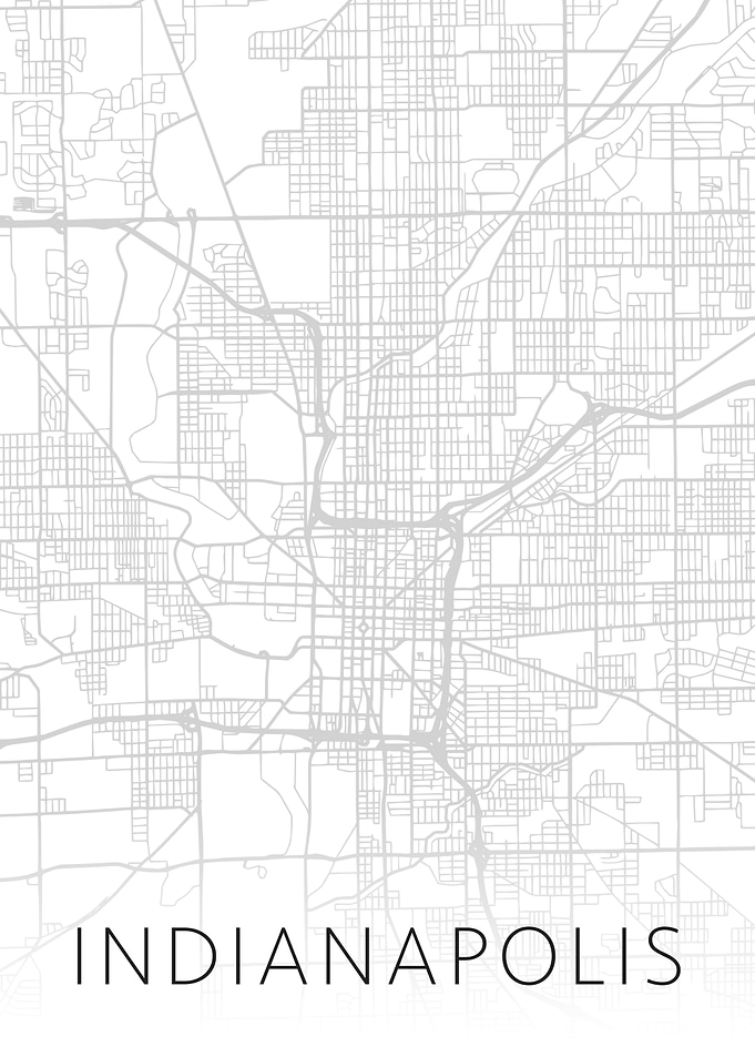 Indianapolis BW Map Art