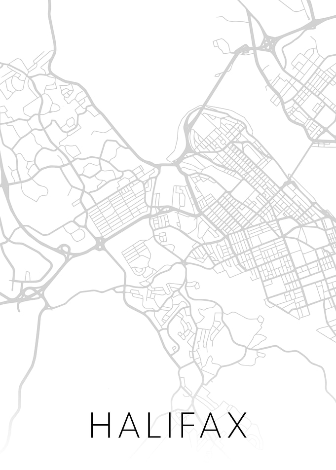 Halifax Canada BW Map Art