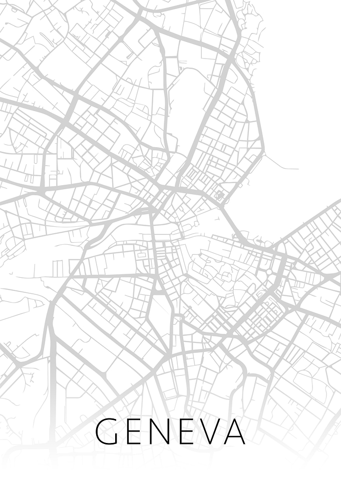 Geneva Switzerland BW Map