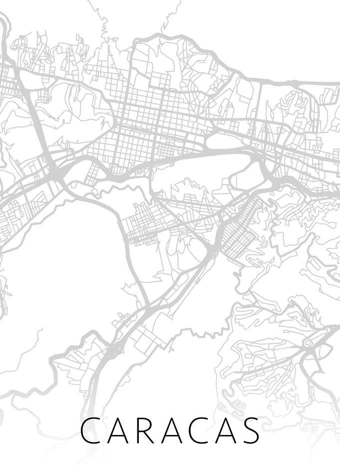 Caracas Venezuela BW Map