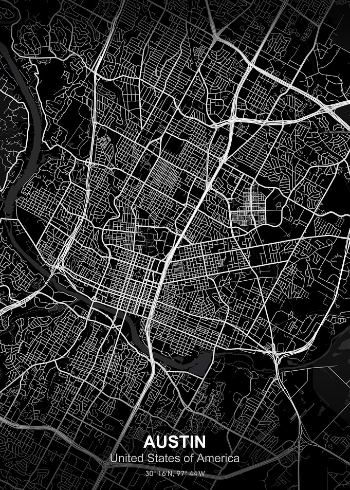 austin city map black
