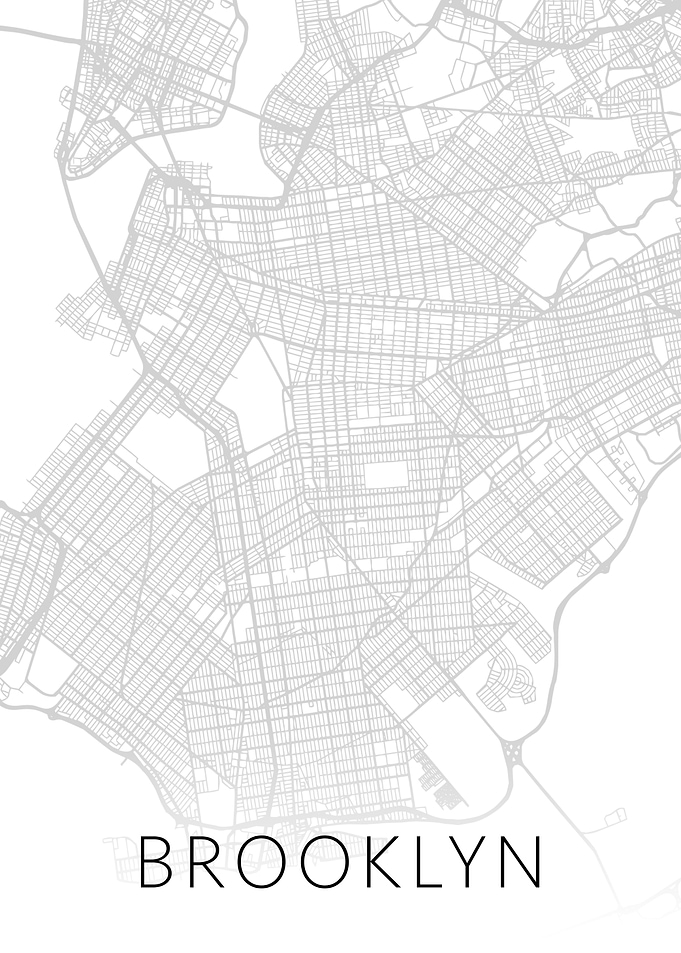 Brooklyn NY BW Map Art