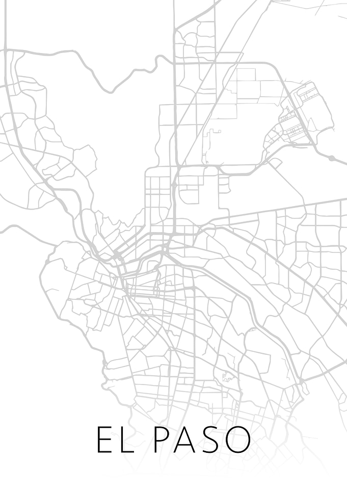El Paso Texas BW Map Art