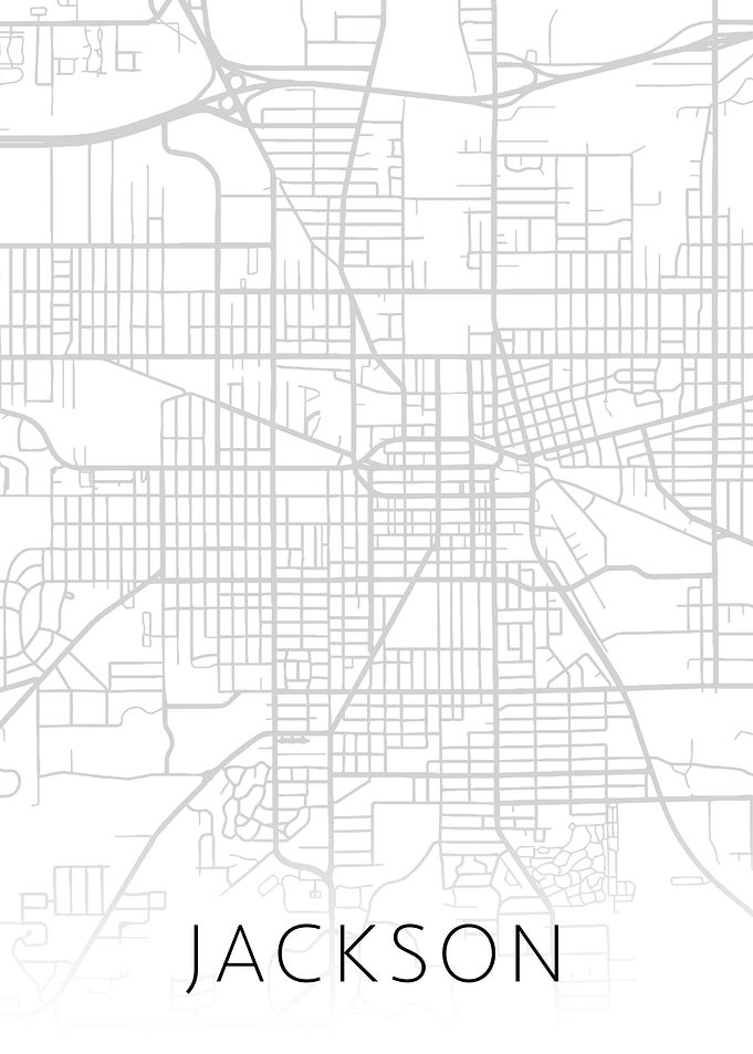 Jackson Mississippi BW Map